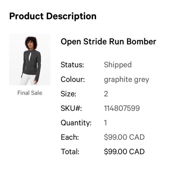 Lululemon Open Stride Run Bomber - Picture 4 of 4